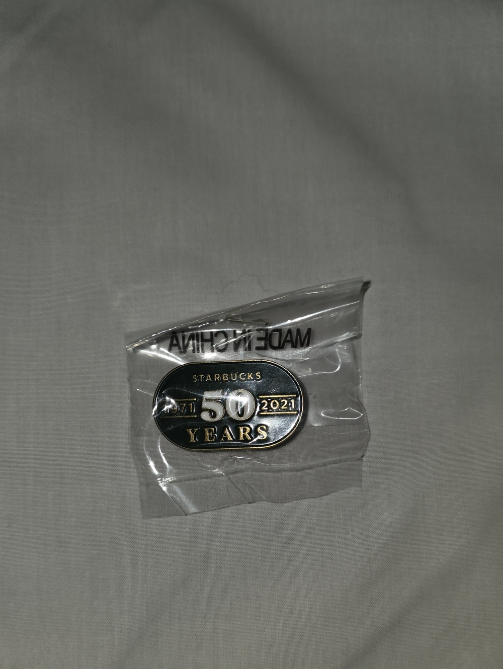 Starbucks Coffee 50 Years Apron Lapel Pin Antique Goldtone Green  Enamel New